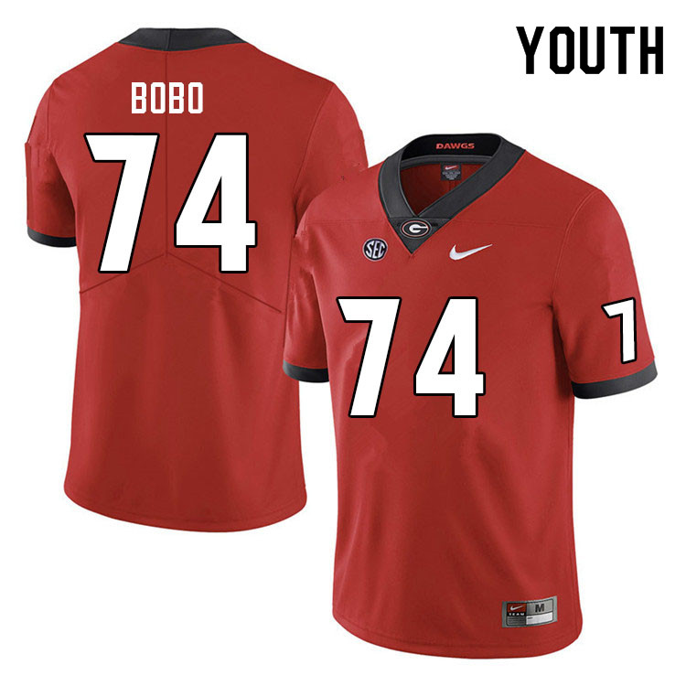 Youth #74 Drew Bobo Georgia Bulldogs College Football Jerseys Sale-Red